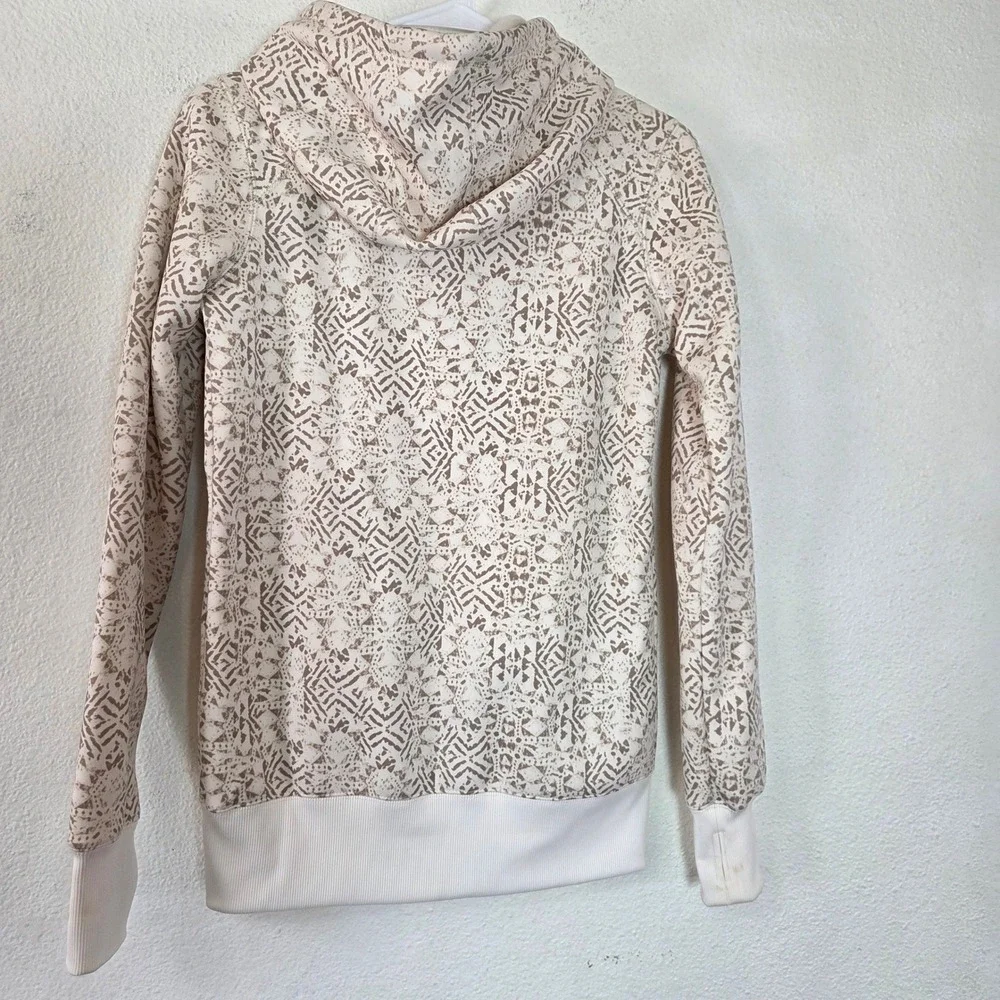 Billabong Women's S Full Zip Hoodie Brown Cream Geometric Print Fleece